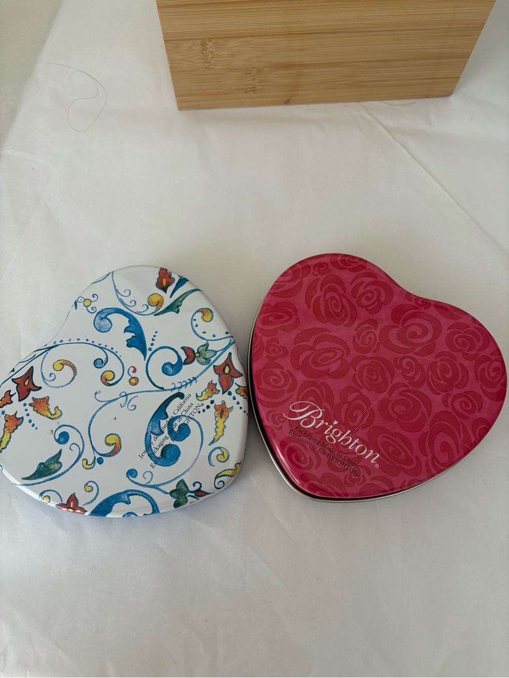 Brighton Heart Tin Pair - Blue & Yellow Decorative Hearts - Picture 2 of 5